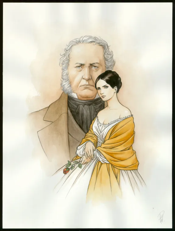 Illustration couleur, Victor Hugo, aux Frontières de l'Exil, Laurent Paturaud