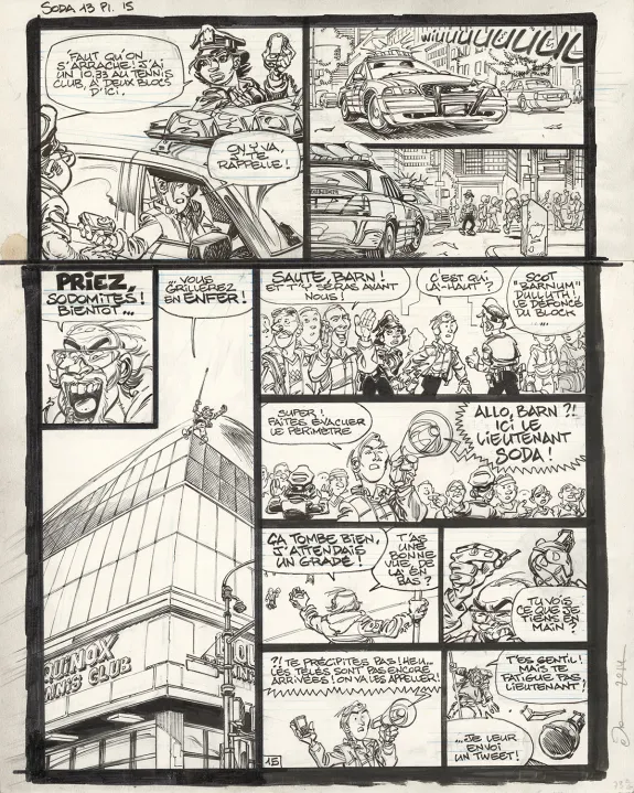 Black and white original page, Soda, Résurrection (T.13),  Dan
