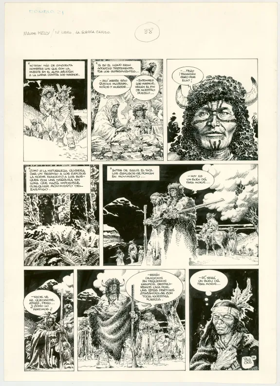 Black and white original page, Manos Kelly, La Guerra Cayuso (T.4), Antonio Hernandez Palacios