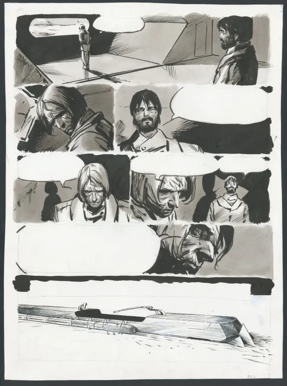 Planche noir et blanc, Le Transperceneige - Snowpiercer, La Traversée (T.3), Jean-Marc Rochette