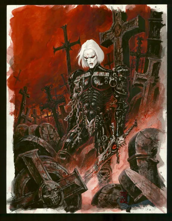 Colored illustration, Requiem Chevalier Vampire, Le Bal des Vampires (T.4), Olivier Ledroit
