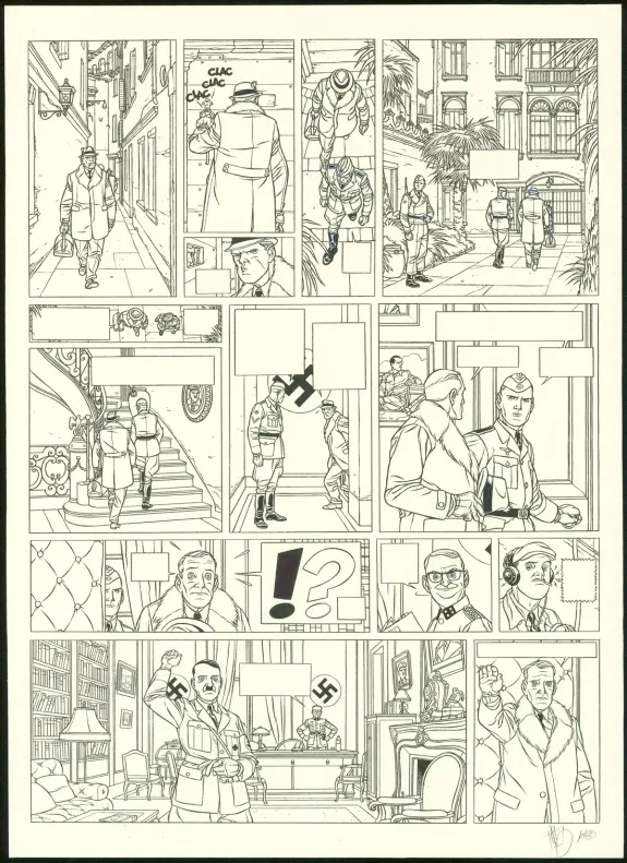 Black and white original page, Kaplan & Masson, Il faut sauver Hitler (T.2), Jean-Christophe Thibert