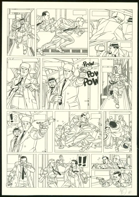 Black and white original page, Kaplan & Masson, Il faut sauver Hitler (T.2), Jean-Christophe Thibert