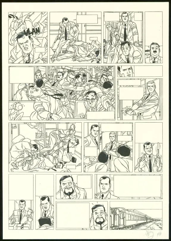Black and white original page, Kaplan & Masson, Il faut sauver Hitler (T.2), Jean-Christophe Thibert