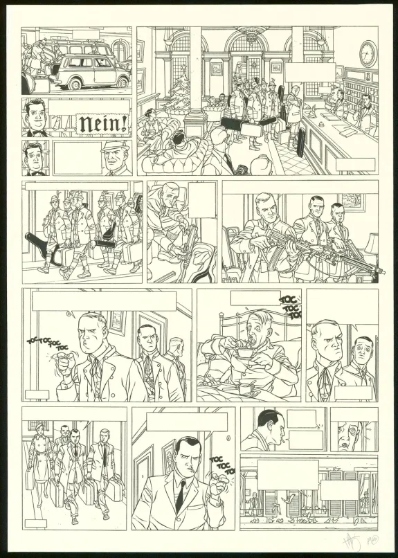 Planche noir et blanc, Kaplan & Masson, Il faut sauver Hitler (T.2), Jean-Christophe Thibert