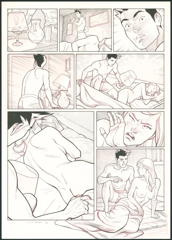 Black and white original page, Tebori, Marcial Toledano