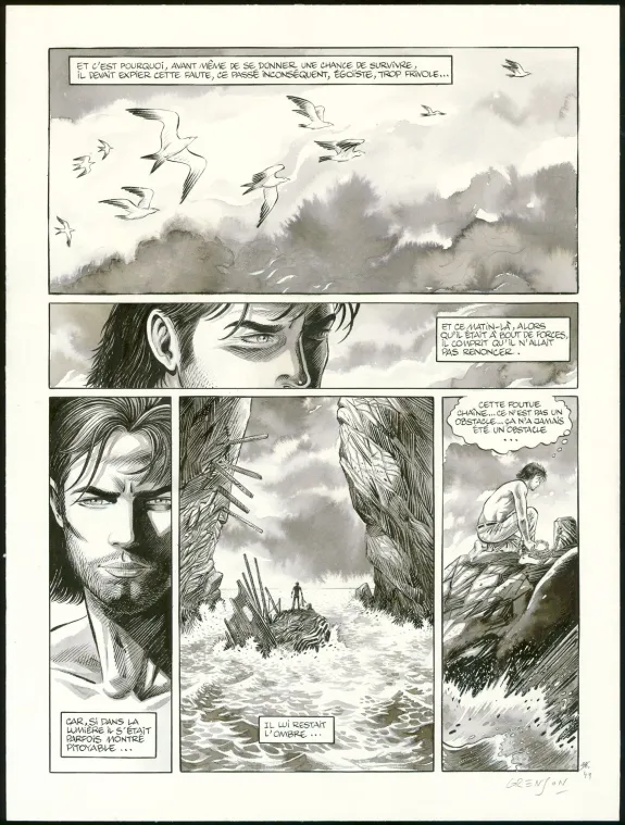 Black and white original page, Niklos Koda, L'Océan (T.12), Olivier Grenson