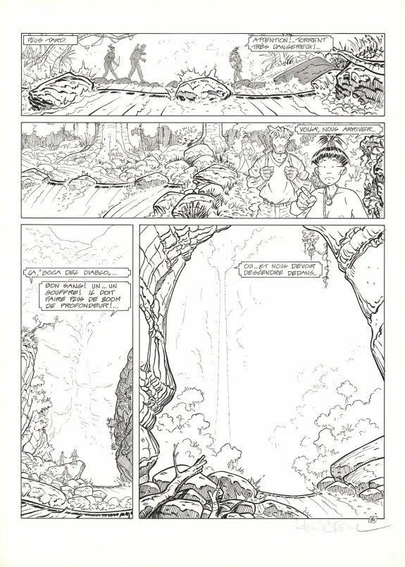 Black and white original page, Adler, La Jungle rouge (T.7), René Sterne
