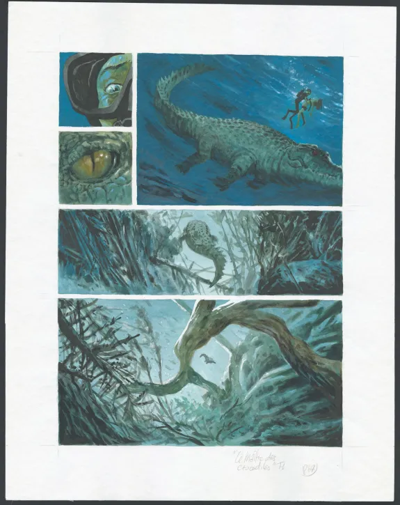 Colored original page, Le Maître des Crocodiles , Jean Denis Pendanx