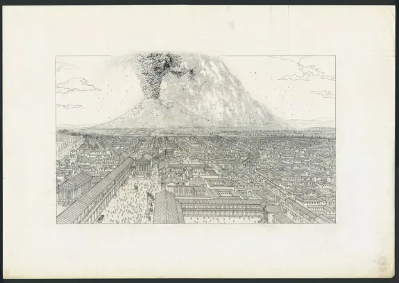Black and white illustration, Pompeï, tome 2 (T.2), Marc Henniquiau