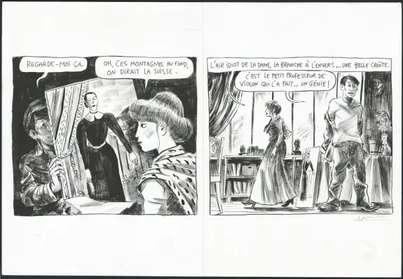 Black and white original page, Pablo, Picasso (T.4), Clément Oubrerie