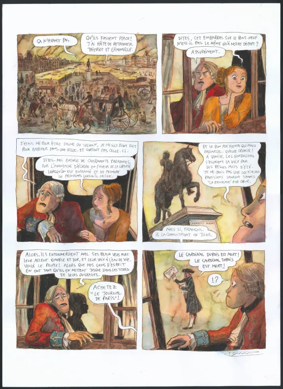 Colored original page, Voltaire amoureux, Voltaire amoureux (T.1), Clément Oubrerie
