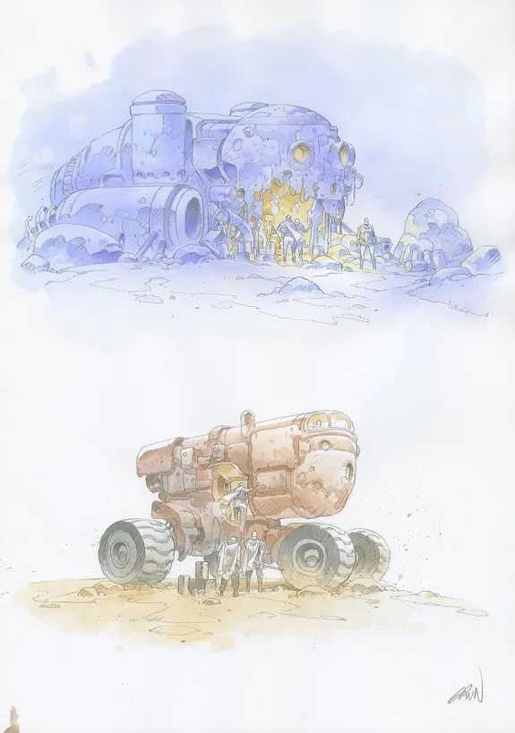 Colored illustration, On Mars, Les Solitaires (T.2),  Grun
