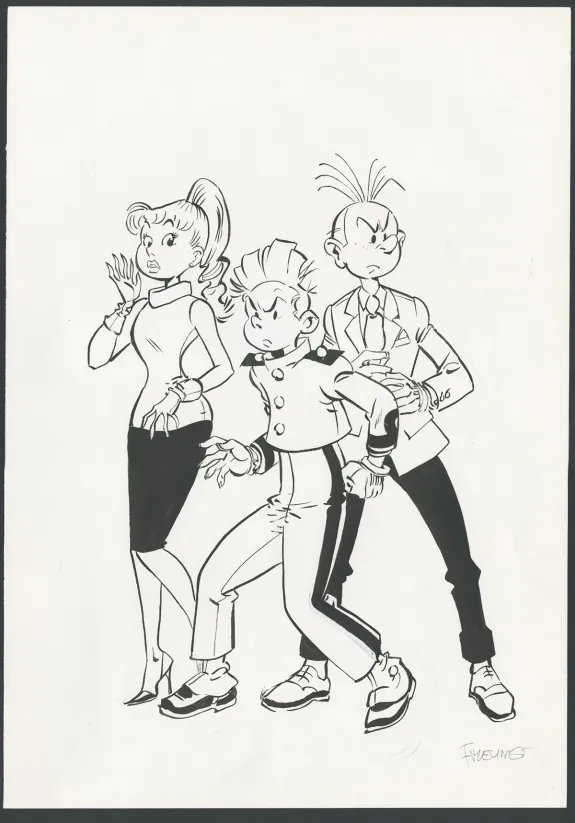Illustration noir et blanc, Spirou et Fantasio, Félix Meynet