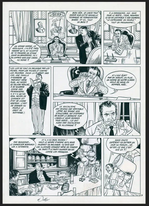 Black and white original page, Les Maîtres de l'orge, Margrit, 1886 (T.2), Francis Vallès