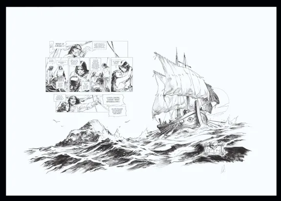 Black and white original page, Conan le Cimmérien, Chimères de fer dans la clarté lunaire (T.6), Virginie Augustin