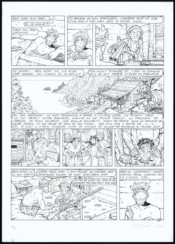 Black and white original page, Adler, L'Île perdue (T.6), René Sterne