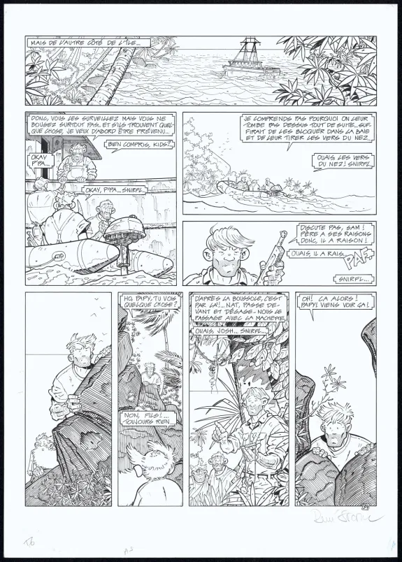Planche noir et blanc, Adler, L'Île perdue (T.6), René Sterne