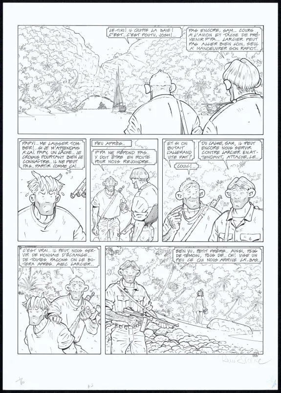 Planche noir et blanc, Adler, L'Île perdue (T.6), René Sterne