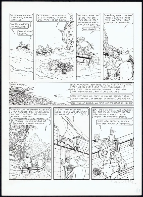 Black and white original page, Adler, Black Bounty (T.5), René Sterne