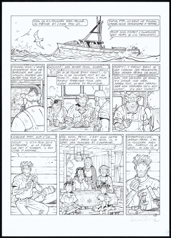 Black and white original page, Adler, L'Île perdue (T.6), René Sterne