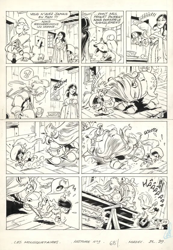 Black and white original page, Les Mousquetaires, La Tour de Nesle (T.6),  Mazel