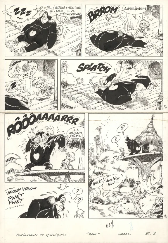 Black and white original page, Boulouloum et Guiliguili (Les jungles perdues) , Rapt (T.6),  Mazel