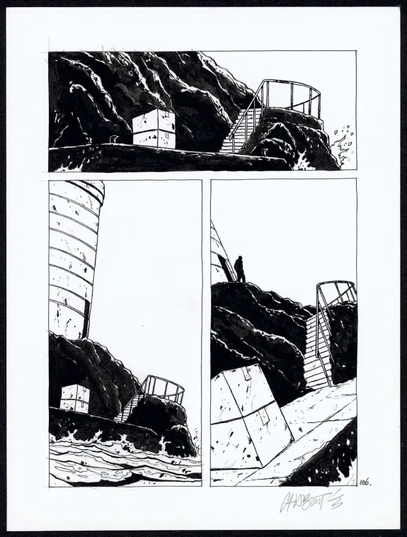 Planche noir et blanc, Tout seul, Christophe Chabouté