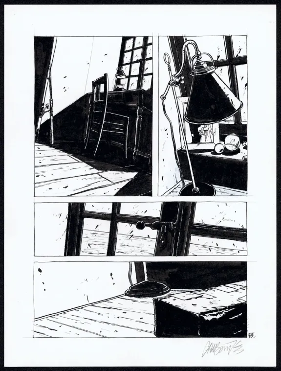 Black and white original page, Tout seul, Christophe Chabouté