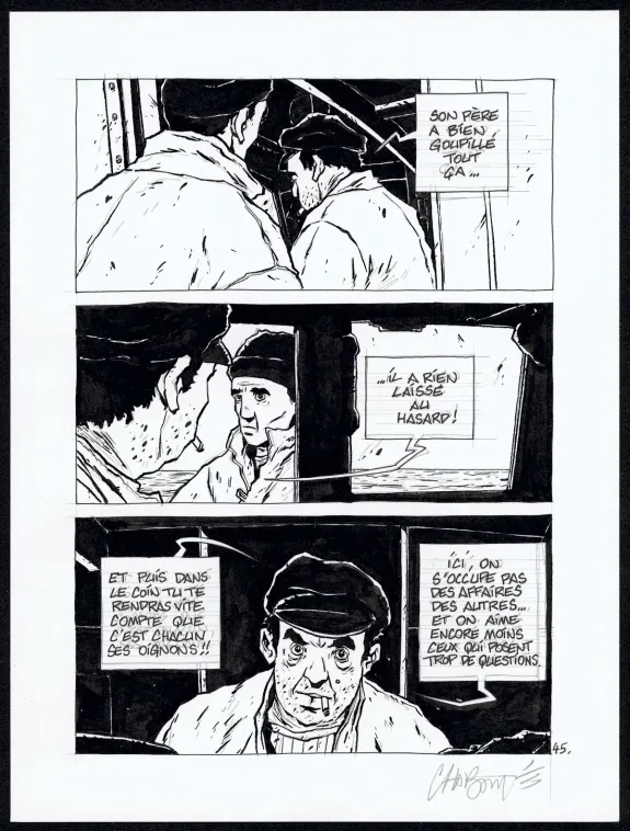 Black and white original page, Tout seul, Christophe Chabouté