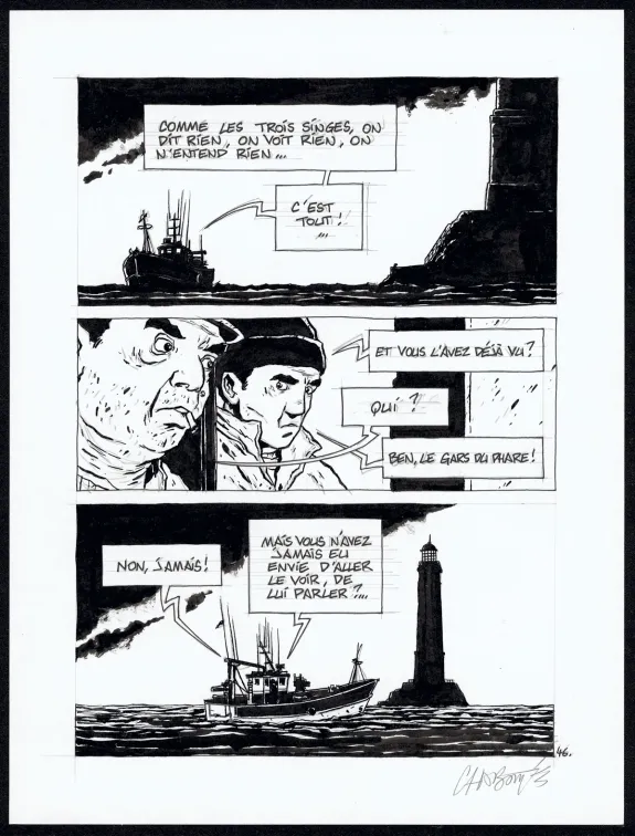Planche noir et blanc, Tout seul, Christophe Chabouté