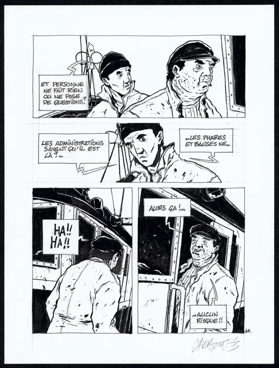 Black and white original page, Tout seul, Christophe Chabouté