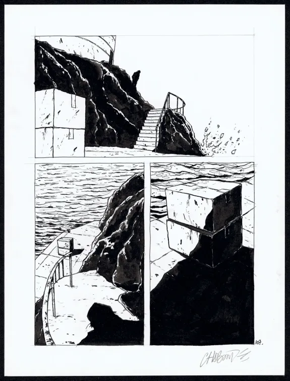 Black and white original page, Tout seul, Christophe Chabouté