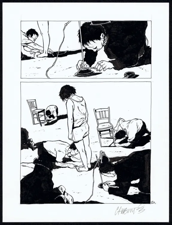 Black and white original page, Tout seul, Christophe Chabouté