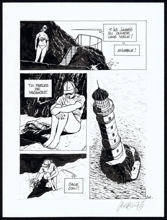 Black and white original page, Tout seul, Christophe Chabouté