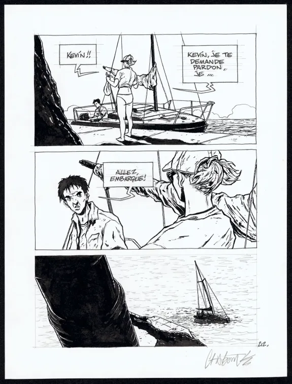 Planche noir et blanc, Tout seul, Christophe Chabouté