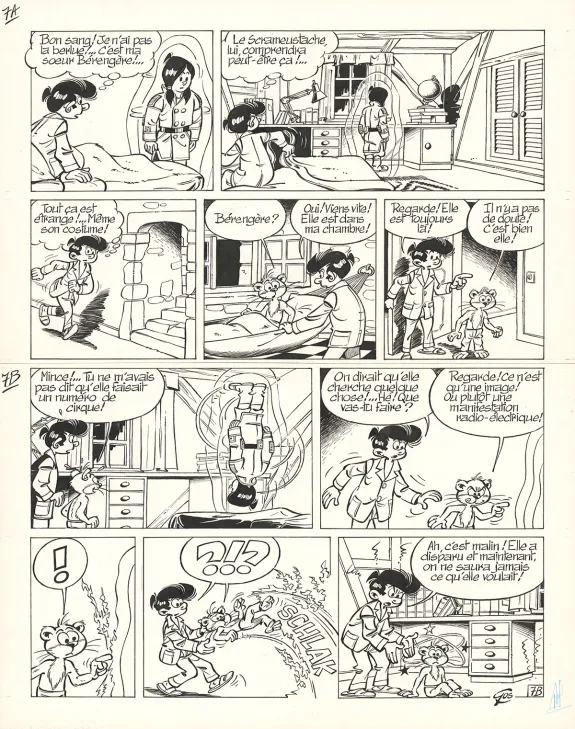 Black and white original page, Le Scrameustache, Le Grand retour (T.16), Roland Gos
