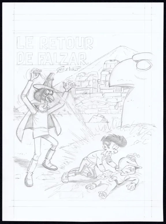 Projet de couverture, Le Scrameustache, Le retour de Falzar (T.34),  Gos / Walt