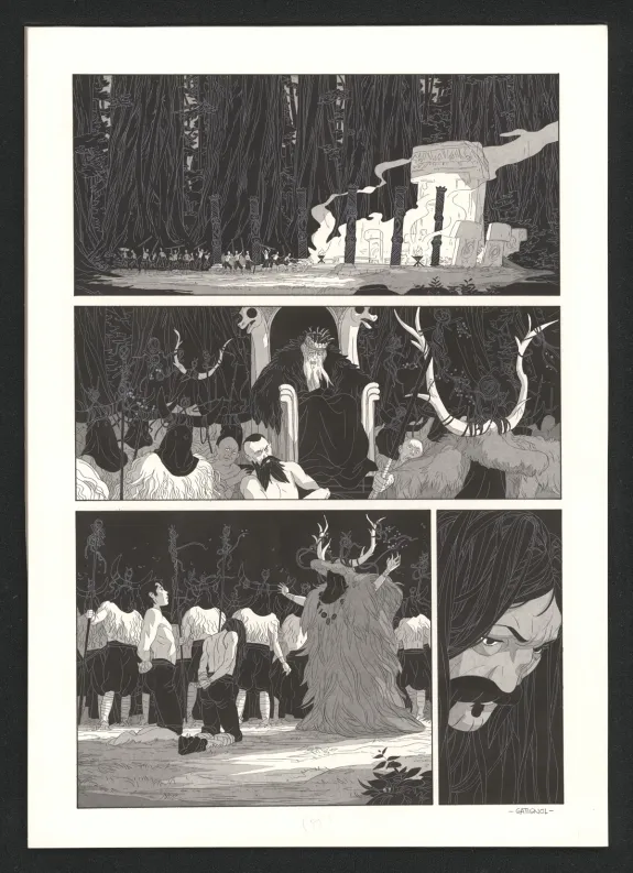Black and white original page, Les Ogres-Dieux, Le Grand Homme (T.3), Bertrand Gatignol