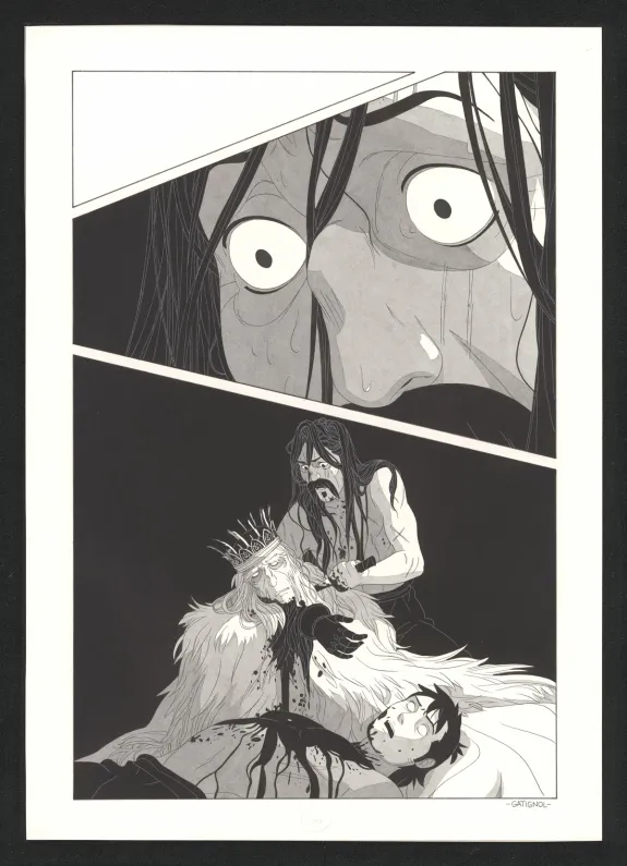 Black and white original page, Les Ogres-Dieux, Le Grand Homme (T.3), Bertrand Gatignol