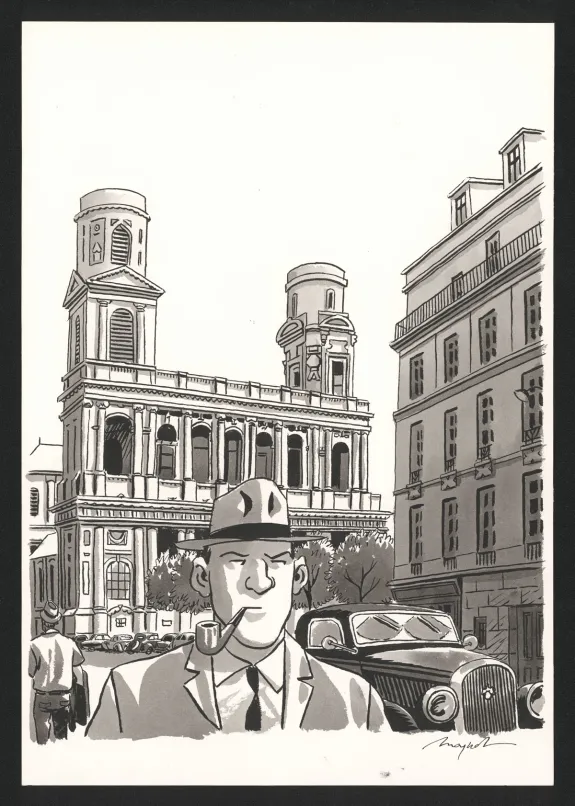 Black and white illustration, Nestor Burma, Emmanuel Moynot