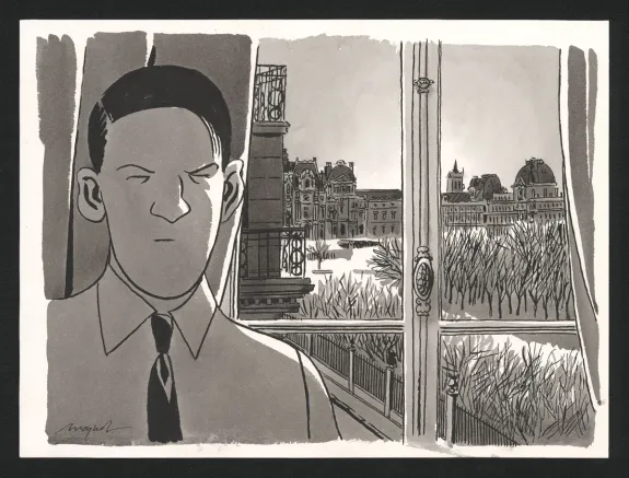 Black and white illustration, Nestor Burma, Emmanuel Moynot