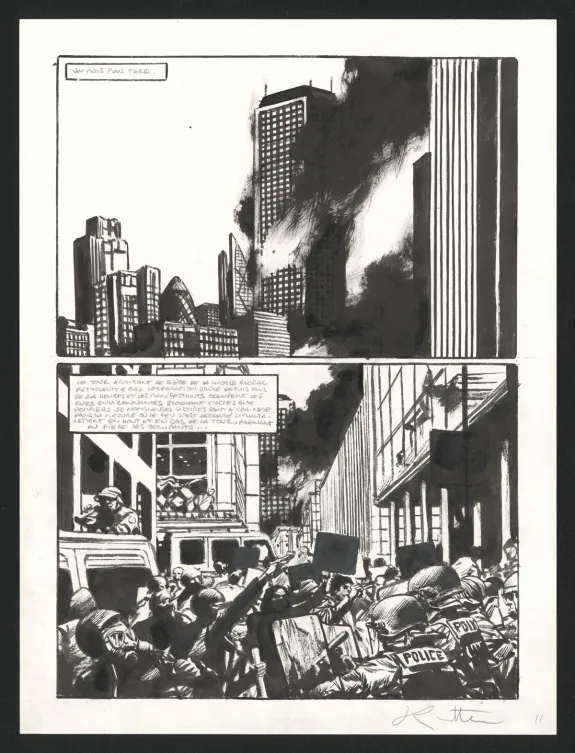 Black and white original page, Le Transperceneige - Snowpiercer, Extinctions acte 1 (T.5), Jean-Marc Rochette