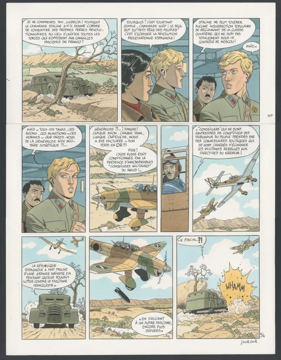 Colored original page, Double 7, André Juillard