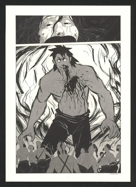 Black and white original page, Les Ogres-Dieux, Le Grand Homme (T.3), Bertrand Gatignol