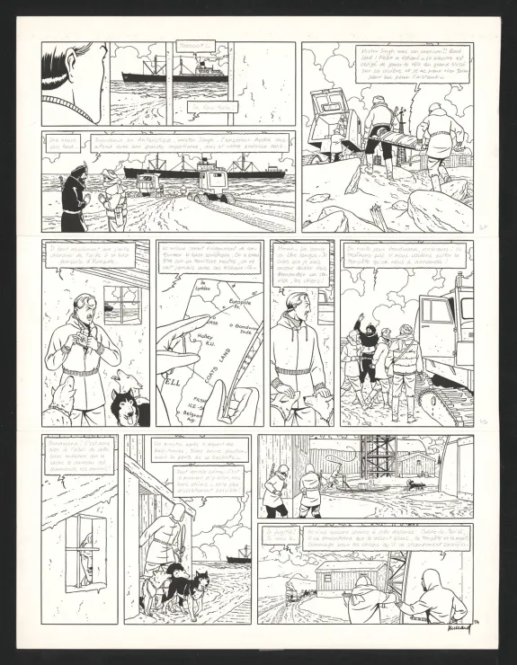 Black and white original page, Blake et Mortimer, Les Sarcophages du 6e continent - Tome 2 (T.17), André Juillard
