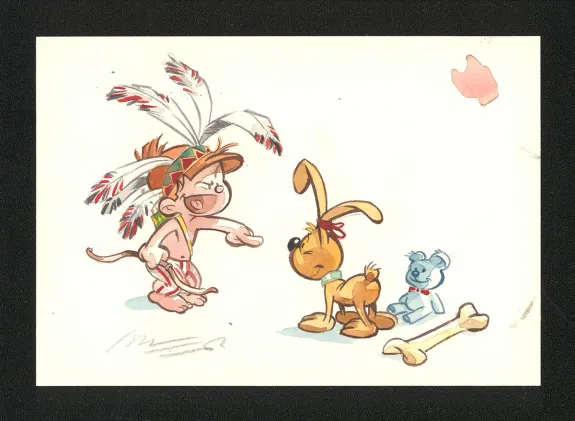Colored illustration, Boule et Bill, Noël indien (T.2), José Luis Munuera