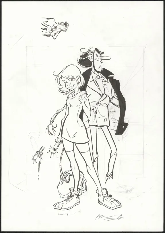 Black and white illustration, Zorglub, La fille du Z  (T.1), José Luis Munuera