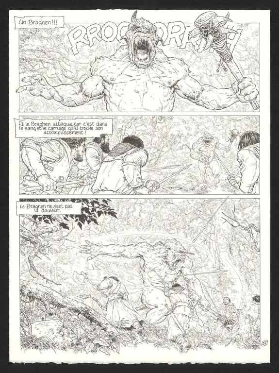 Black and white original page, Complainte des Landes Perdues, La Fée Sanctus (T.7), Philippe Delaby