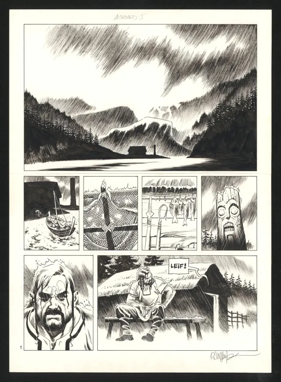 Black and white original page, Asgard, Pied-de-fer (T.1), Ralph Meyer